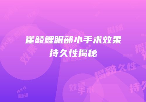 崔鲮鲤眼部小手术效果持久性揭秘