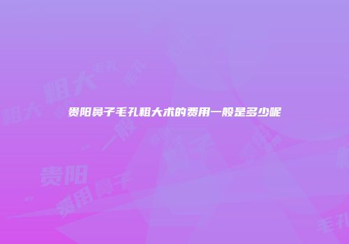 贵阳鼻子毛孔粗大术的费用一般是多少呢