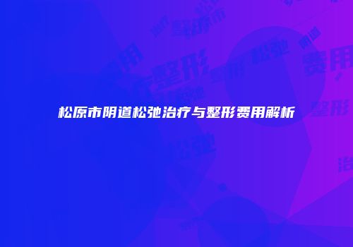松原市阴道松弛治疗与整形费用解析