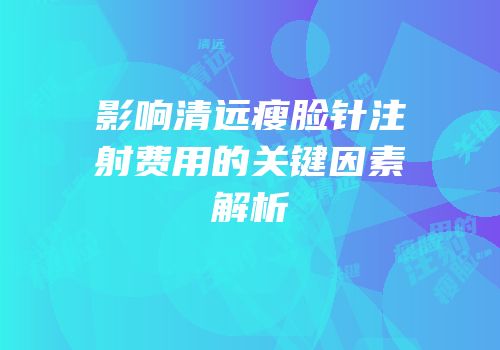 影响清远瘦脸针注射费用的关键因素解析