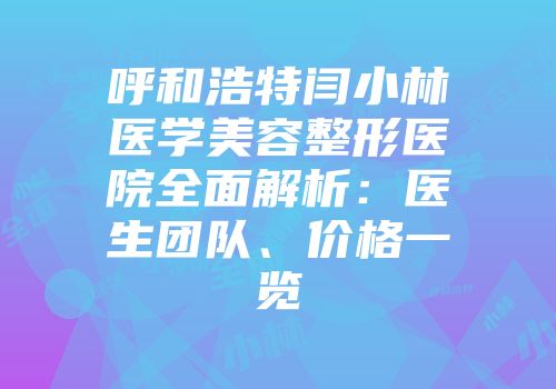 呼和浩特闫小林医学美容整形医院全面解析：医生团队、价格一览