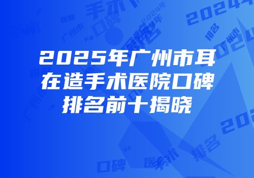2025年广州市耳在造手术医院口碑排名前十揭晓