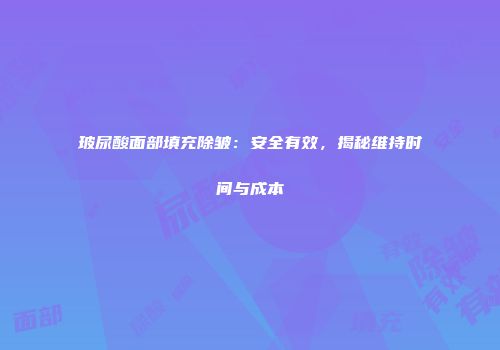 玻尿酸面部填充除皱：安全有效，揭秘维持时间与成本