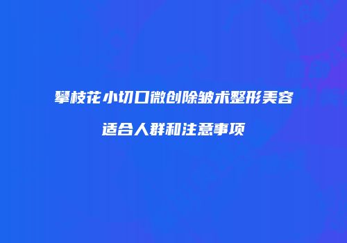 攀枝花小切口微创除皱术整形美容适合人群和注意事项