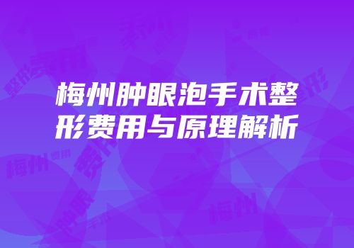 梅州肿眼泡手术整形费用与原理解析