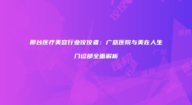 邢台医疗美容行业佼佼者：广慈医院与美在人生门诊部全面解析