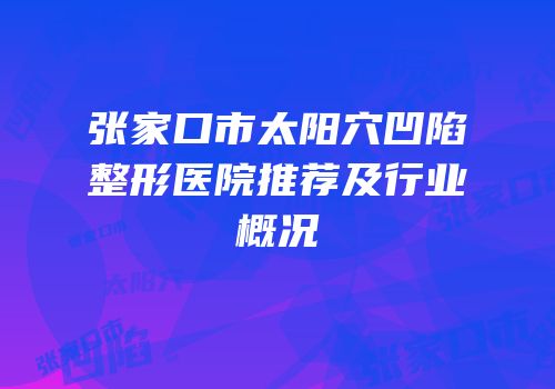张家口市太阳穴凹陷整形医院推荐及行业概况