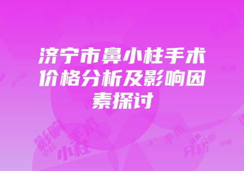 济宁市鼻小柱手术价格分析及影响因素探讨