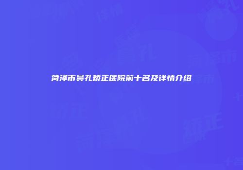 菏泽市鼻孔矫正医院前十名及详情介绍