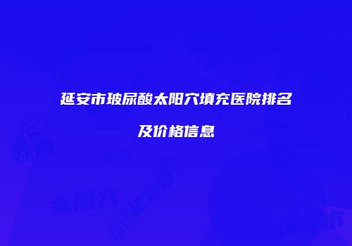 延安市玻尿酸太阳穴填充医院排名及价格信息