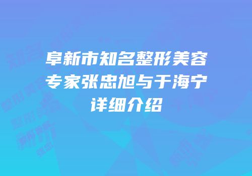 阜新市知名整形美容专家张忠旭与于海宁详细介绍