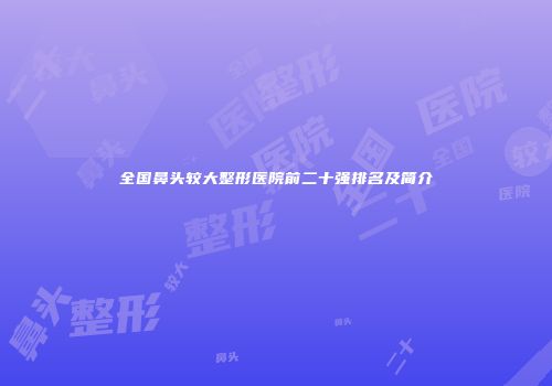 全国鼻头较大整形医院前二十强排名及简介