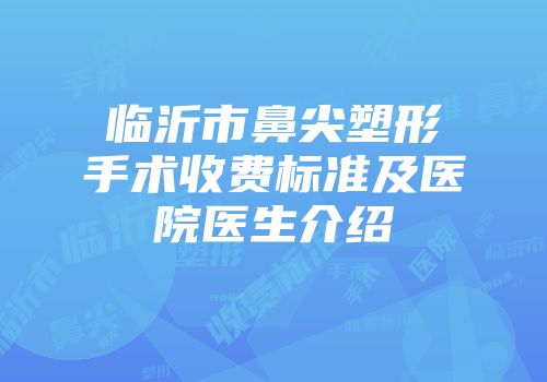 临沂市鼻尖塑形手术收费标准及医院医生介绍