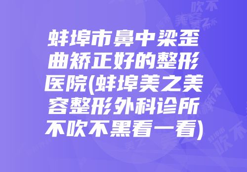 蚌埠市鼻中梁歪曲矫正好的整形医院(蚌埠美之美容整形外科诊所不吹不黑看一看)