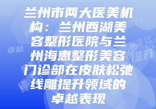 兰州市两大医美机构：兰州西湖美容整形医院与兰州海惠整形美容门诊部在皮肤松弛线雕提升领域的卓越表现