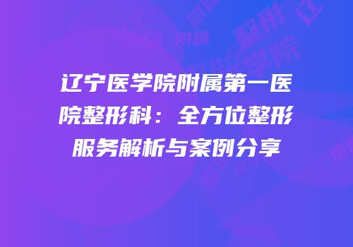 辽宁医学院附属第一医院整形科：全方位整形服务解析与案例分享