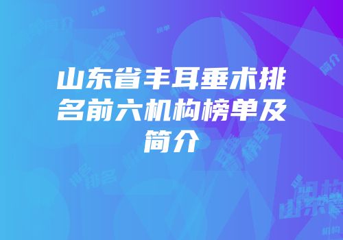 山东省丰耳垂术排名前六机构榜单及简介