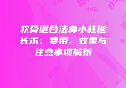 软骨缝合法鼻小柱延长术：费用、效果与注意事项解析
