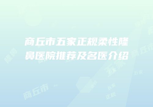 商丘市五家正规柔性隆鼻医院推荐及名医介绍