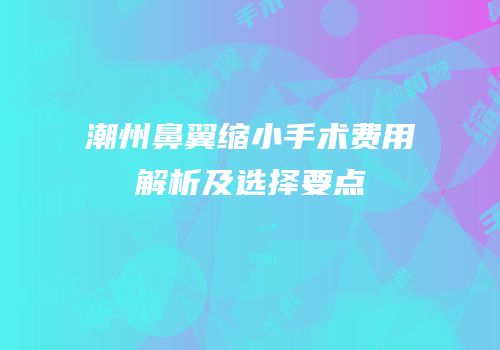 潮州鼻翼缩小手术费用解析及选择要点