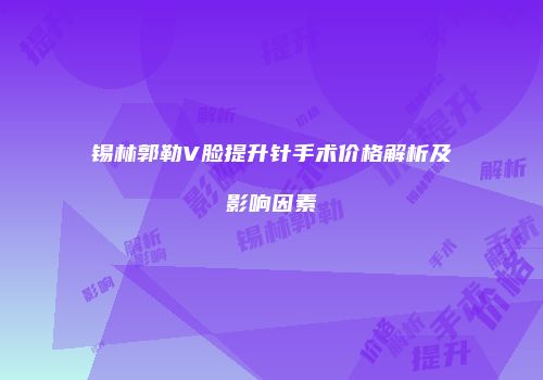 锡林郭勒V脸提升针手术价格解析及影响因素