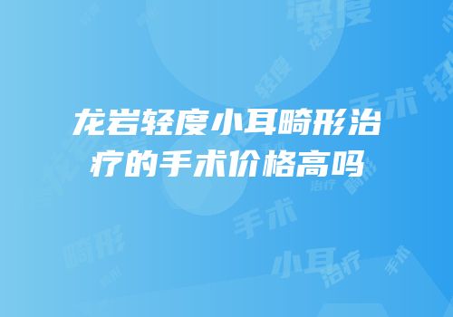 龙岩轻度小耳畸形治疗的手术价格高吗