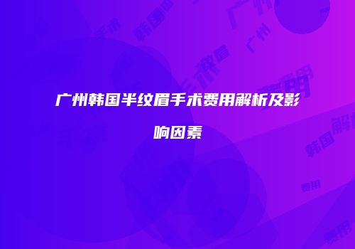 广州韩国半纹眉手术费用解析及影响因素