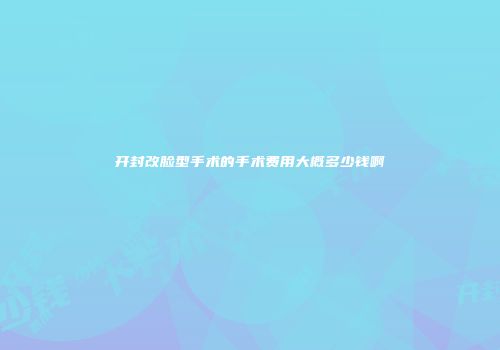 开封改脸型手术的手术费用大概多少钱啊