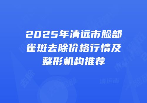 2025年清远市脸部雀斑去除价格行情及整形机构推荐
