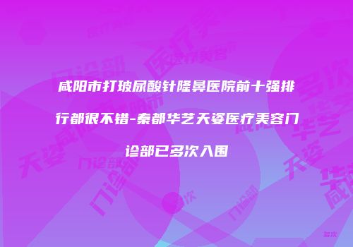 咸阳市打玻尿酸针隆鼻医院前十强排行都很不错-秦都华艺天姿医疗美容门诊部已多次入围
