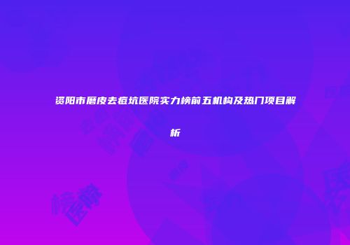 资阳市磨皮去痘坑医院实力榜前五机构及热门项目解析
