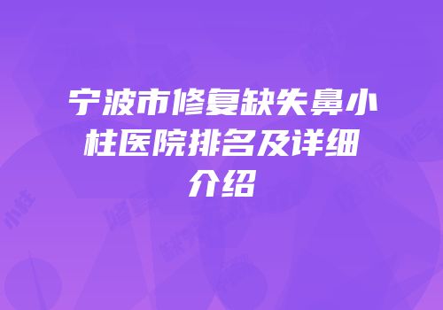 宁波市修复缺失鼻小柱医院排名及详细介绍