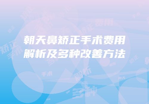 朝天鼻矫正手术费用解析及多种改善方法