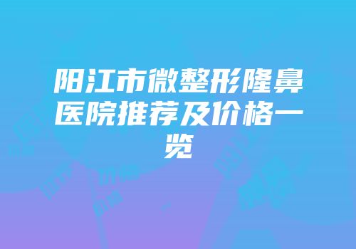 阳江市微整形隆鼻医院推荐及价格一览