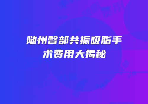 随州臀部共振吸脂手术费用大揭秘