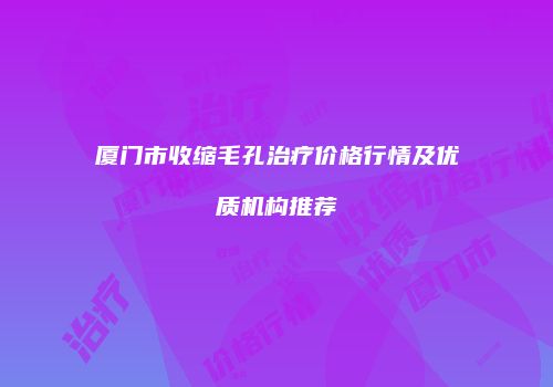 厦门市收缩毛孔治疗价格行情及优质机构推荐