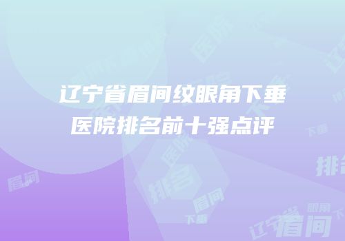 辽宁省眉间纹眼角下垂医院排名前十强点评