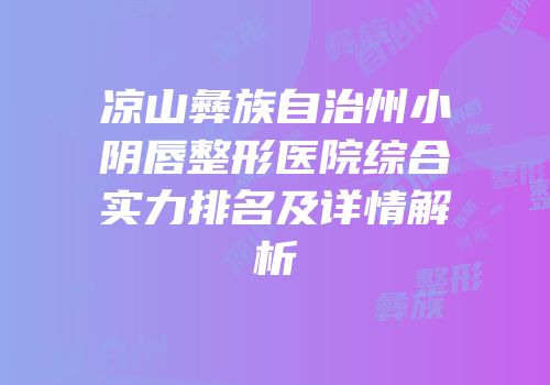 凉山彝族自治州小阴唇整形医院综合实力排名及详情解析