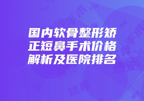 国内软骨整形矫正短鼻手术价格解析及医院排名