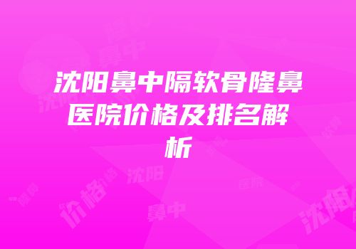 沈阳鼻中隔软骨隆鼻医院价格及排名解析