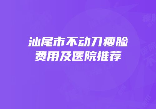 汕尾市不动刀瘦脸费用及医院推荐