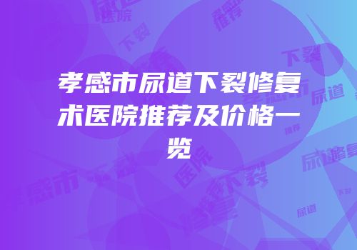 孝感市尿道下裂修复术医院推荐及价格一览