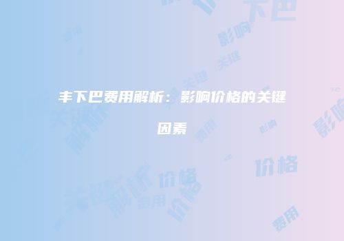 丰下巴费用解析：影响价格的关键因素