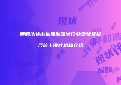 呼和浩特市玻尿酸除皱行业现状及排名前十医疗机构介绍