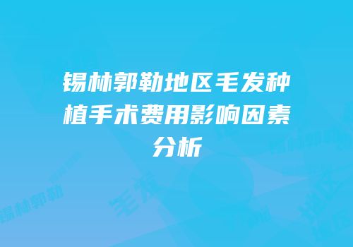 锡林郭勒地区毛发种植手术费用影响因素分析