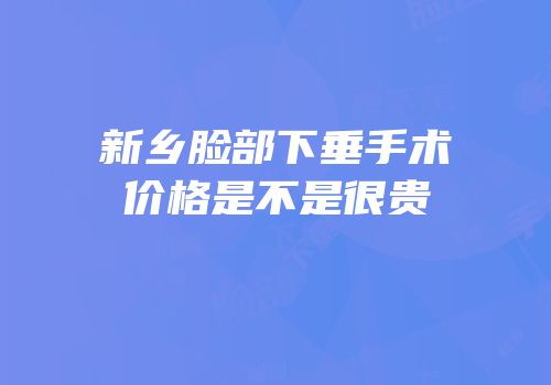 新乡脸部下垂手术价格是不是很贵