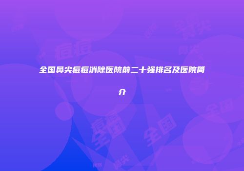 全国鼻尖痘痘消除医院前二十强排名及医院简介