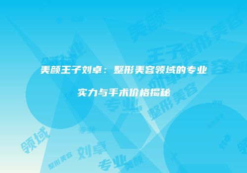美颜王子刘卓：整形美容领域的专业实力与手术价格揭秘