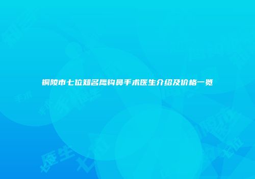 铜陵市七位知名鹰钩鼻手术医生介绍及价格一览