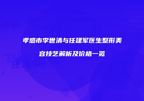 孝感市李世清与任建军医生整形美容技艺解析及价格一览